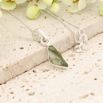 Authentic Moldavite Sterling Silver Kite Necklace