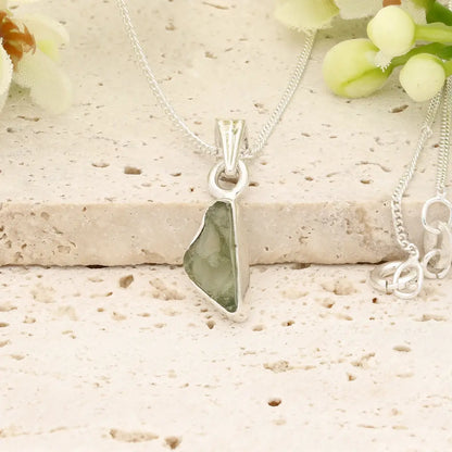 Authentic Moldavite Sterling Silver Kite Necklace