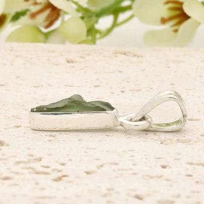 Authentic Moldavite Sterling Silver Kite Necklace