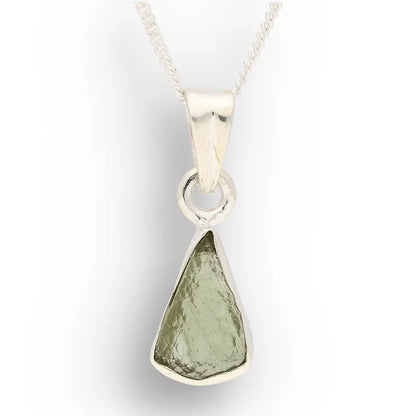 Authentic Moldavite Sterling Silver Tapered Necklace