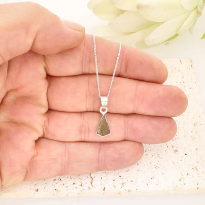 Authentic Moldavite Sterling Silver Tapered Necklace