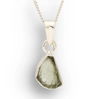Authentic Moldavite Sterling Silver Shield Necklace