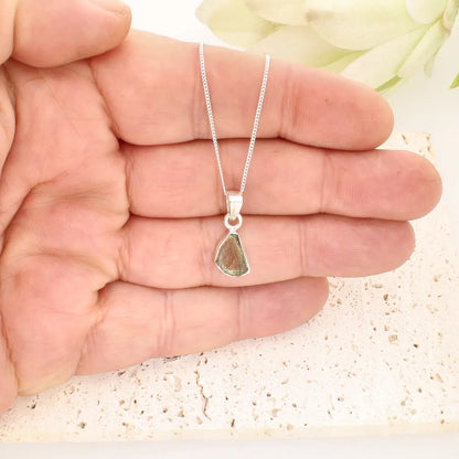Authentic Moldavite Sterling Silver Shield Necklace