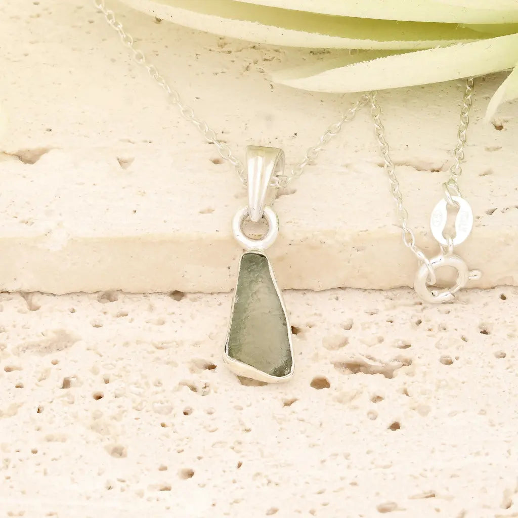 Get your Authentic Moldavite Sterling Silver New Beginnings Necklace online now or in store at Forever Gems in Franschhoek, South Africa