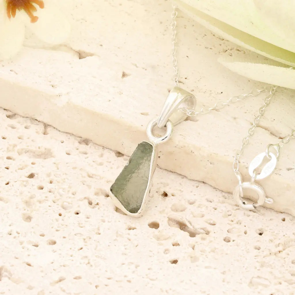 Get your Authentic Moldavite Sterling Silver New Beginnings Necklace online now or in store at Forever Gems in Franschhoek, South Africa