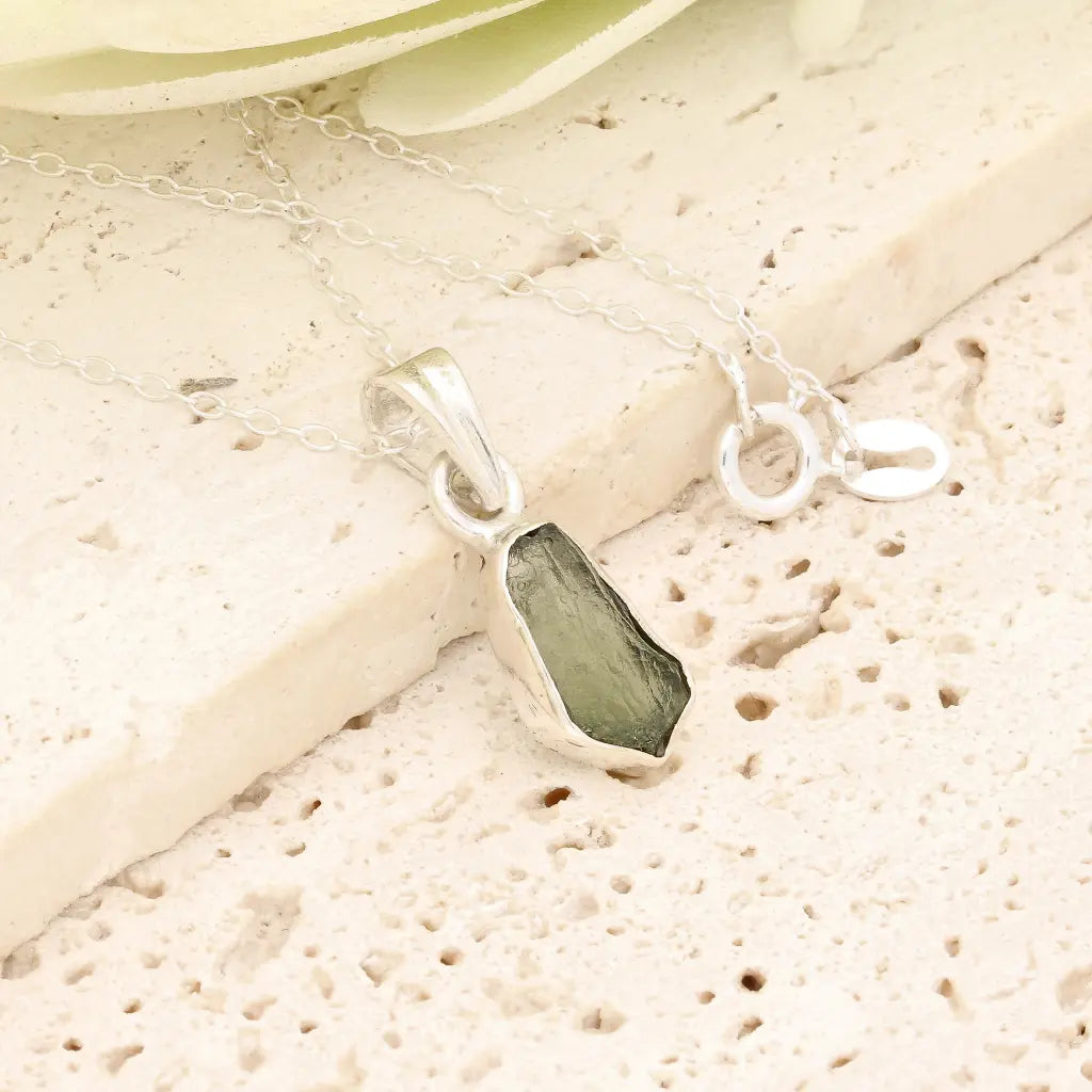 Get your Authentic Moldavite Sterling Silver Transformation Necklace online now or in store at Forever Gems in Franschhoek, South Africa