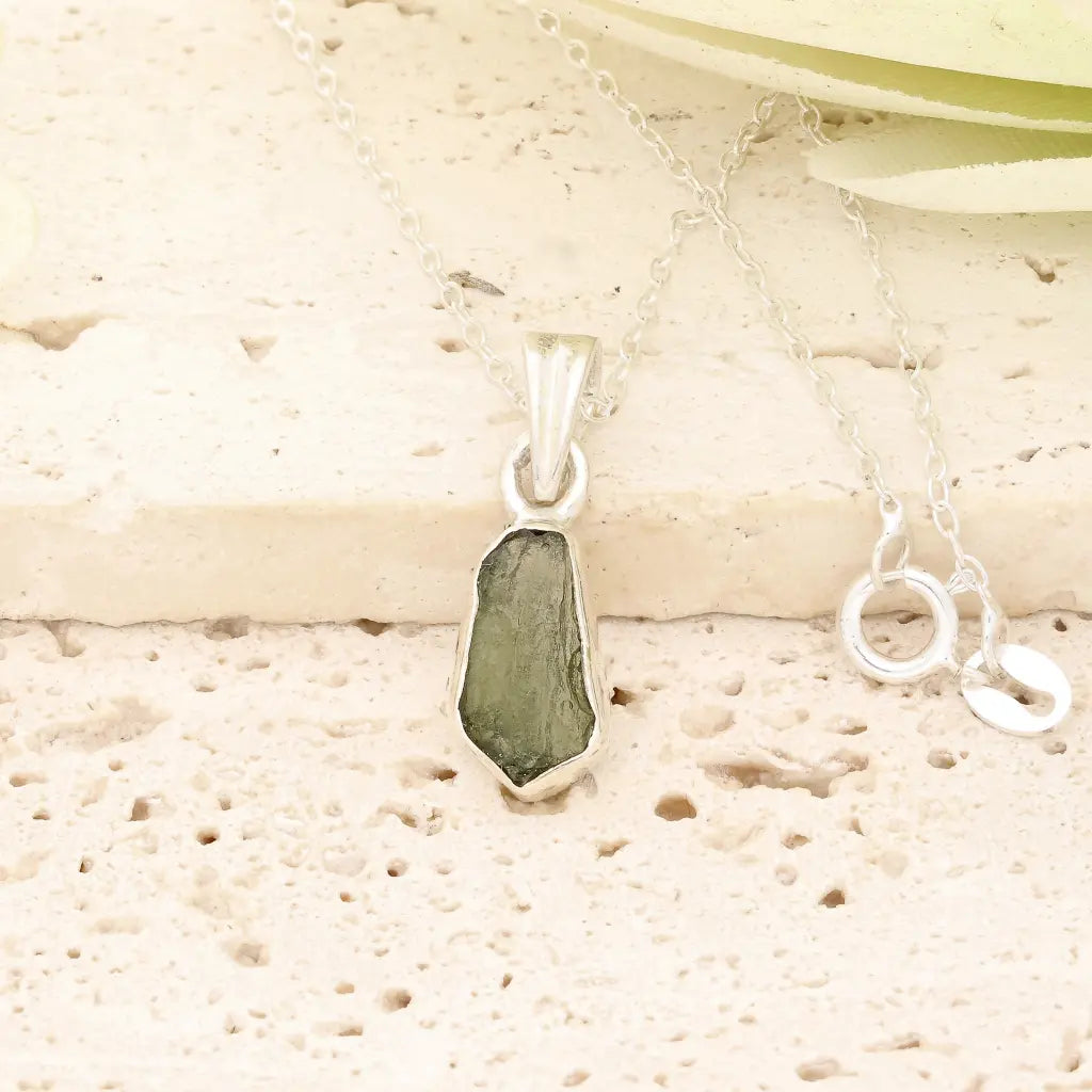 Get your Authentic Moldavite Sterling Silver Transformation Necklace online now or in store at Forever Gems in Franschhoek, South Africa