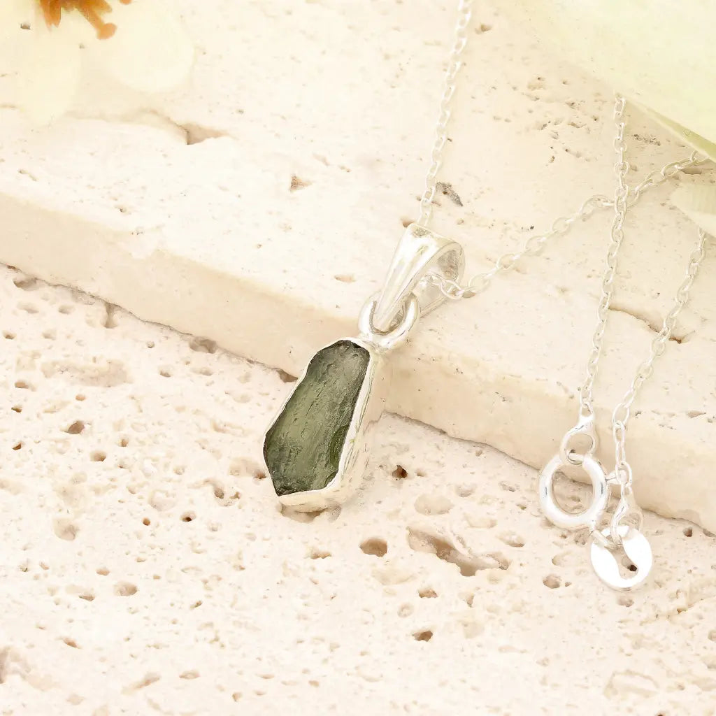 Get your Authentic Moldavite Sterling Silver Transformation Necklace online now or in store at Forever Gems in Franschhoek, South Africa