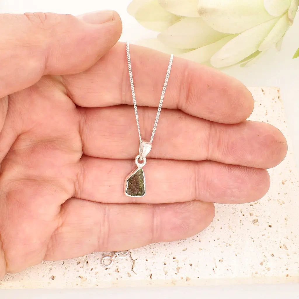 Authentic Moldavite Sterling Silver Artisan Necklace