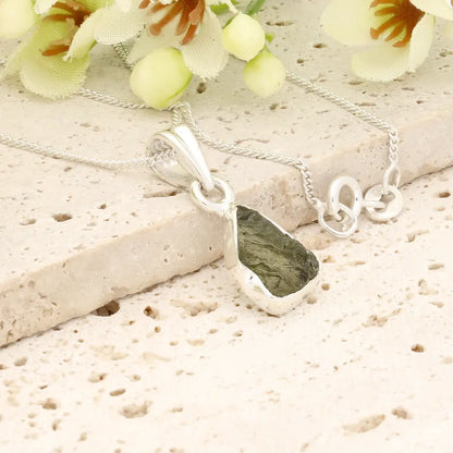 Authentic Moldavite Sterling Silver Artisan Necklace