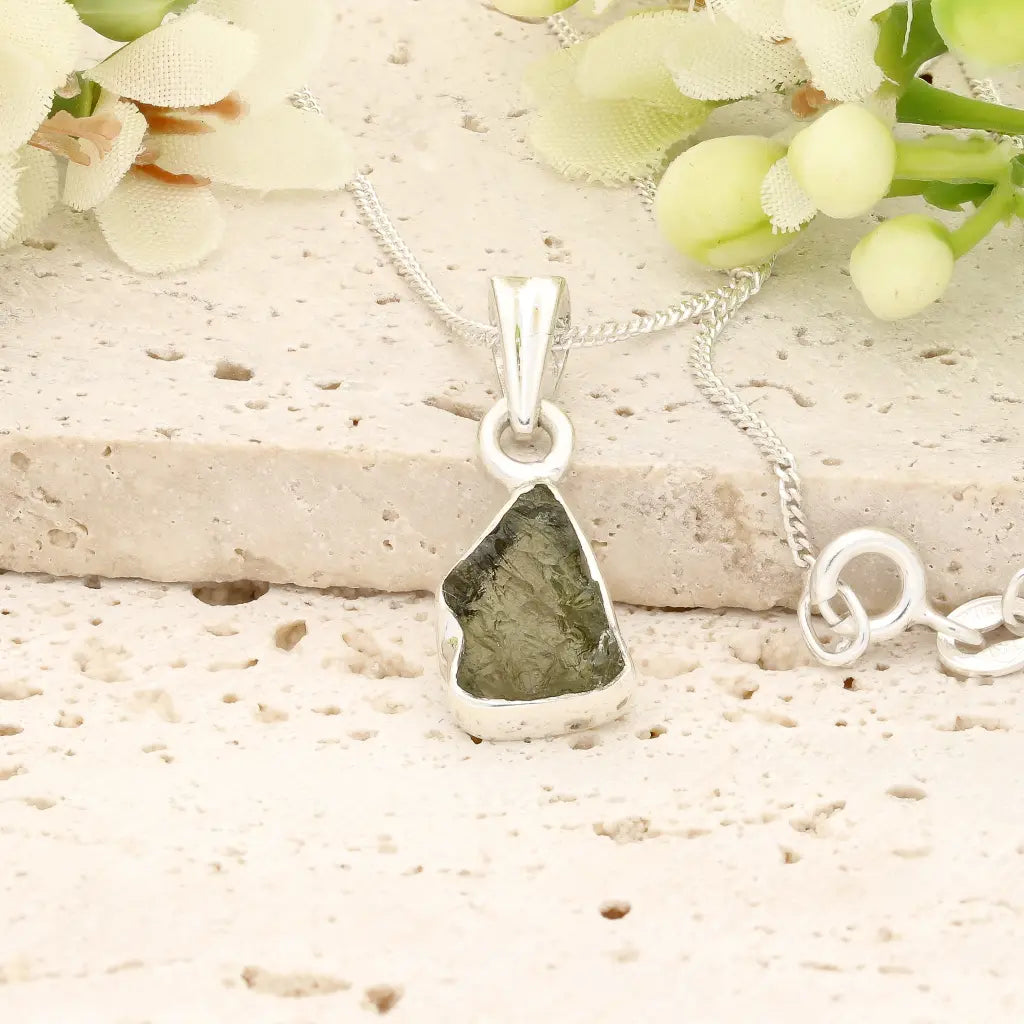 Authentic Moldavite Sterling Silver Artisan Necklace