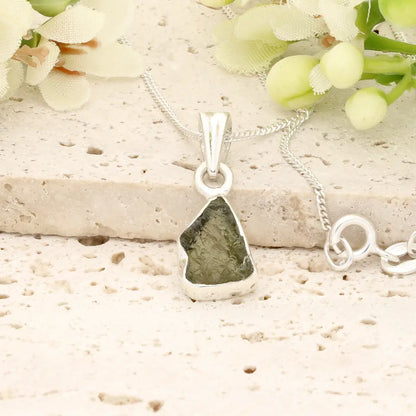 Authentic Moldavite Sterling Silver Artisan Necklace