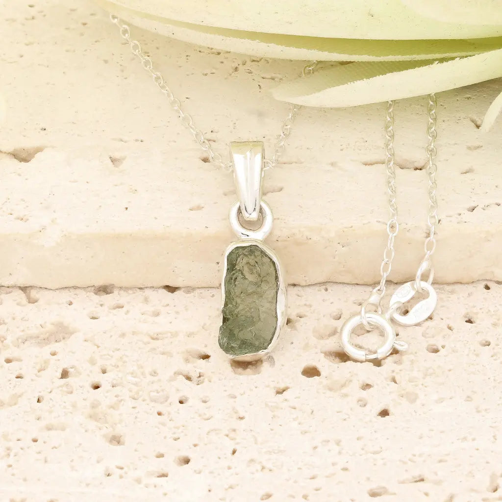 Get your Authentic Moldavite Sterling Silver Transformation Necklace online now or in store at Forever Gems in Franschhoek, South Africa