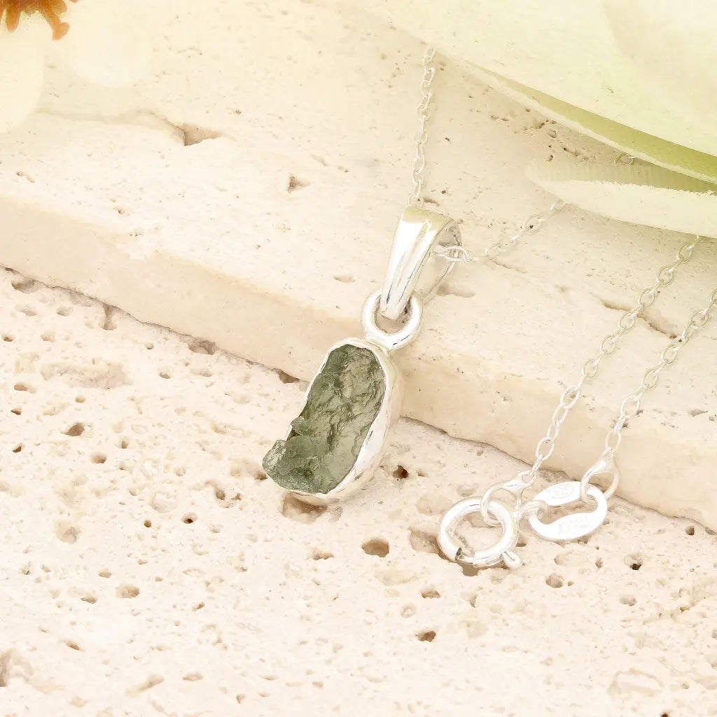 Get your Authentic Moldavite Sterling Silver Transformation Necklace online now or in store at Forever Gems in Franschhoek, South Africa