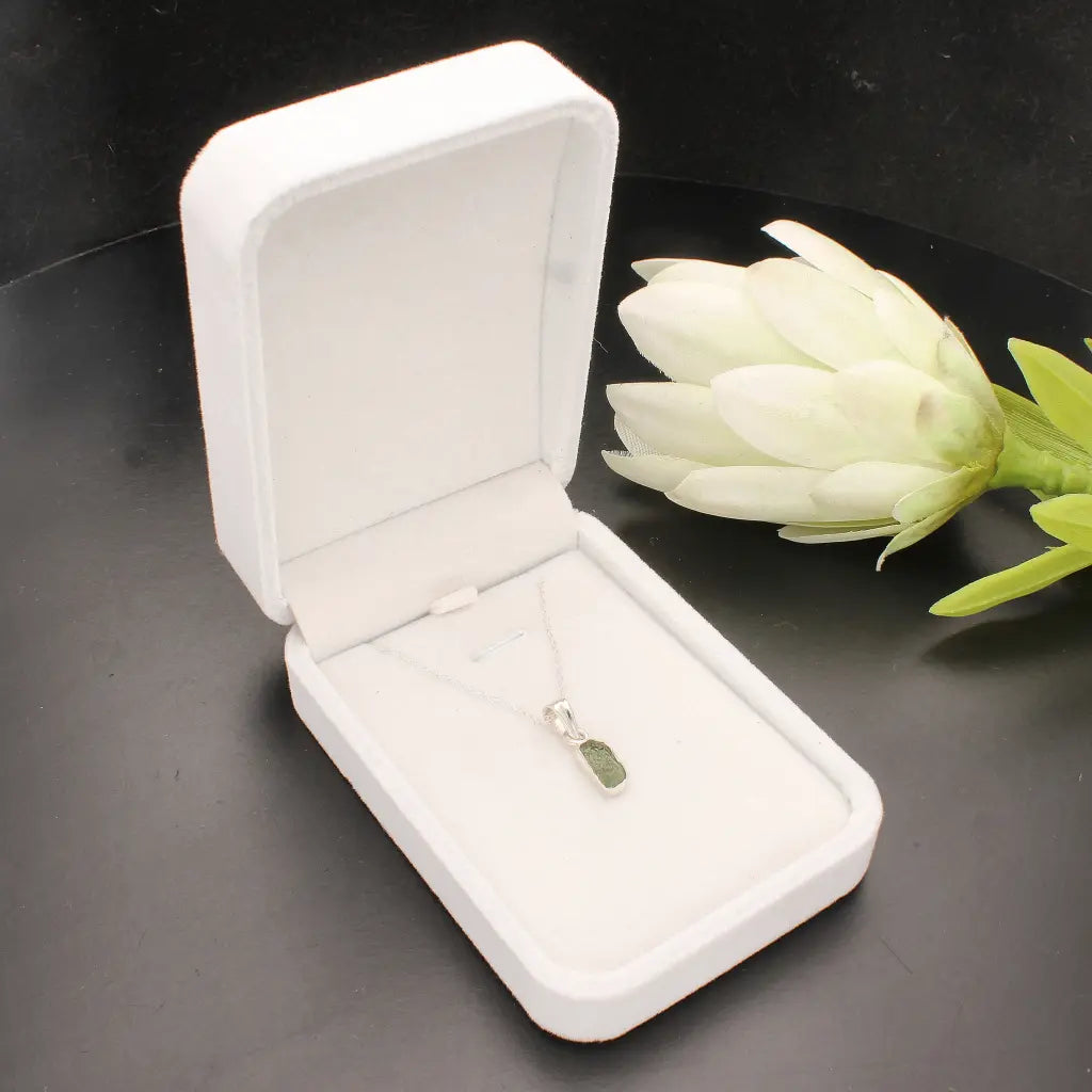Get your Authentic Moldavite Sterling Silver Transformation Necklace online now or in store at Forever Gems in Franschhoek, South Africa