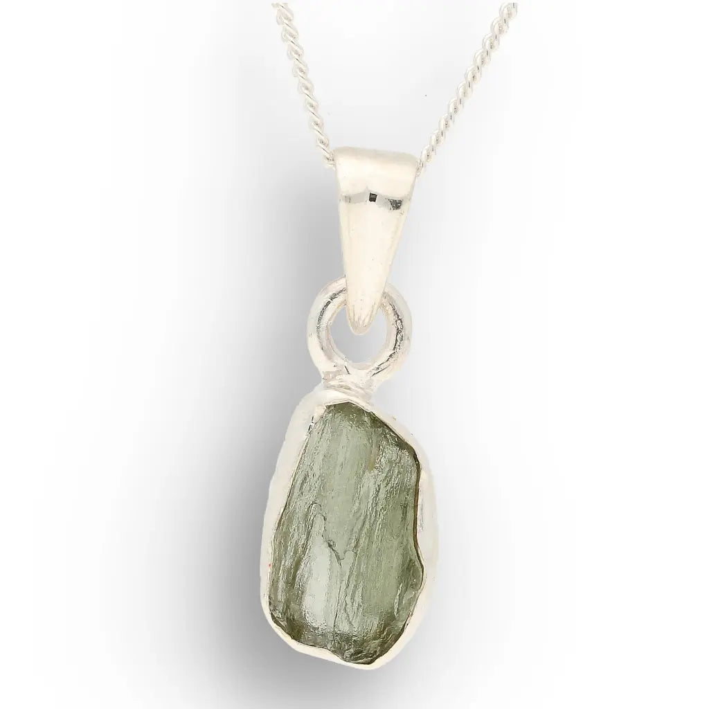 Authentic Moldavite Transformation Necklace in Sterling Silver
