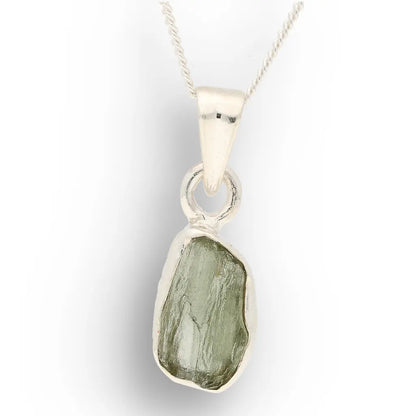 Authentic Moldavite Transformation Necklace in Sterling Silver