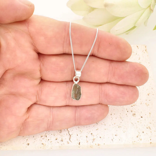 Authentic Moldavite Transformation Necklace in Sterling Silver