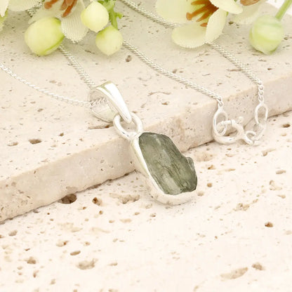 Authentic Moldavite Transformation Necklace in Sterling Silver