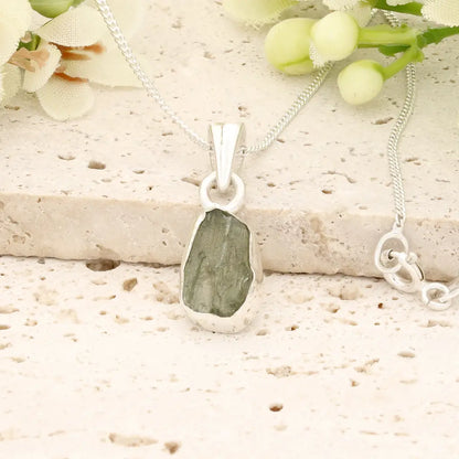 Authentic Moldavite Transformation Necklace in Sterling Silver