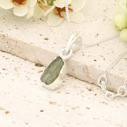 Authentic Moldavite Transformation Necklace in Sterling Silver