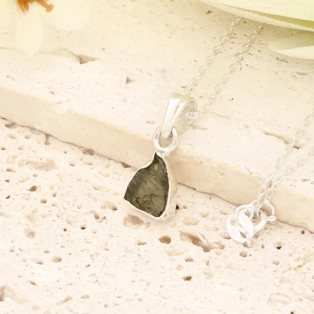 Get your Authentic Moldavite Sterling Silver Transformation Necklace online now or in store at Forever Gems in Franschhoek, South Africa