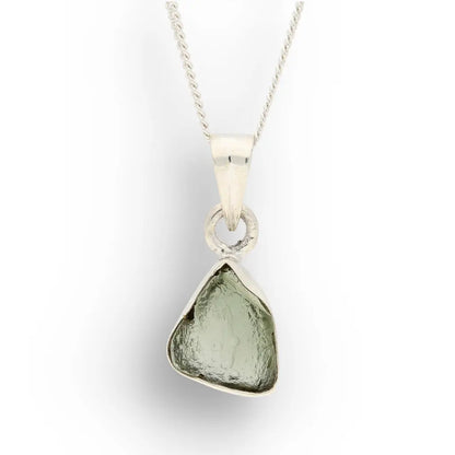 Sterling Silver Raw Moldavite Necklace