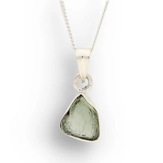 Get your Sterling Silver Raw Moldavite Necklace online now or in store at Forever Gems in Franschhoek, South Africa