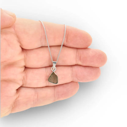 Sterling Silver Raw Moldavite Necklace