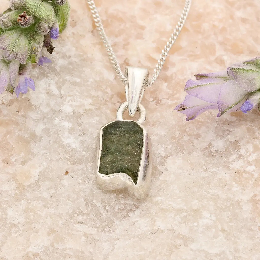 Genuine Moldavite Sterling Silver Necklace