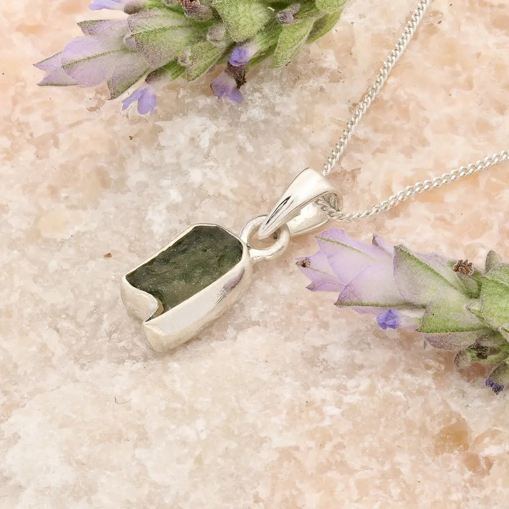 Genuine Moldavite Sterling Silver Necklace