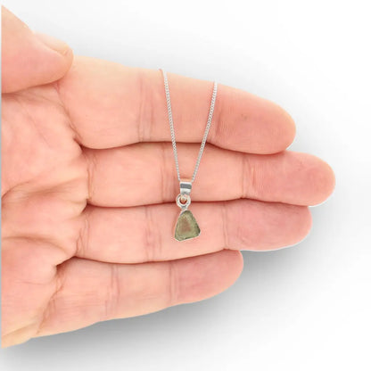 Natural Moldavite Silver Necklace