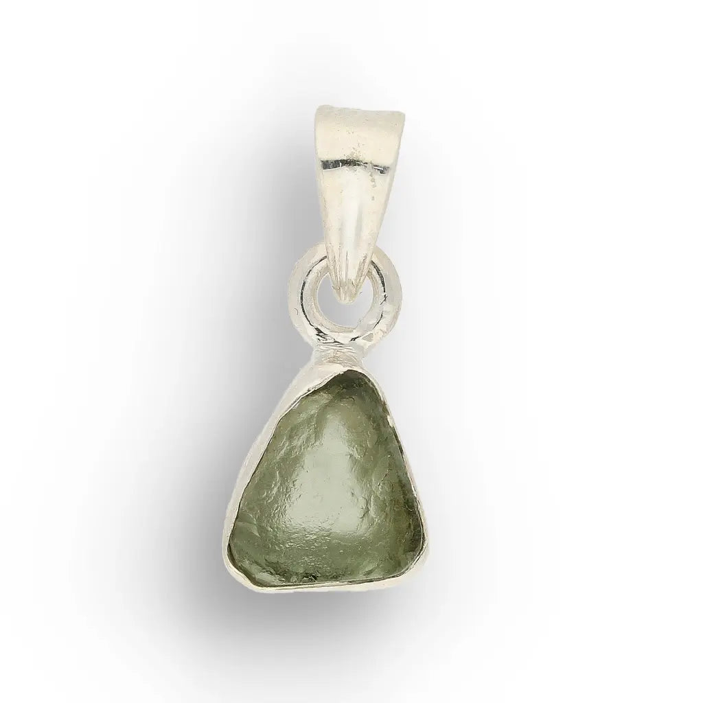 Natural Moldavite Silver Necklace