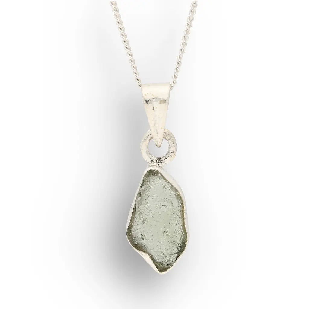 Get your Raw Czech Moldavite Silver Necklace online now or in store at Forever Gems in Franschhoek, South Africa