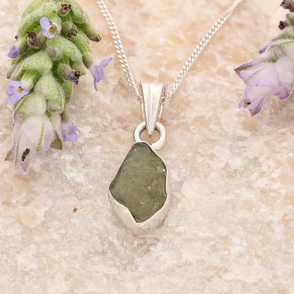 Get your Raw Czech Moldavite Silver Necklace online now or in store at Forever Gems in Franschhoek, South Africa
