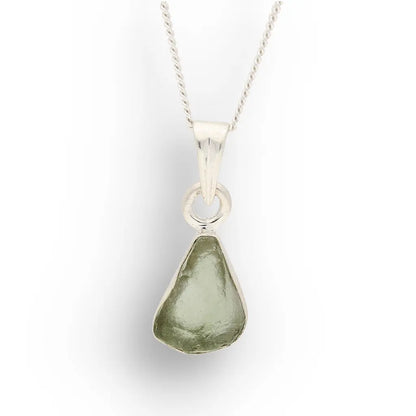Natural Czech Moldavite Silver Necklace