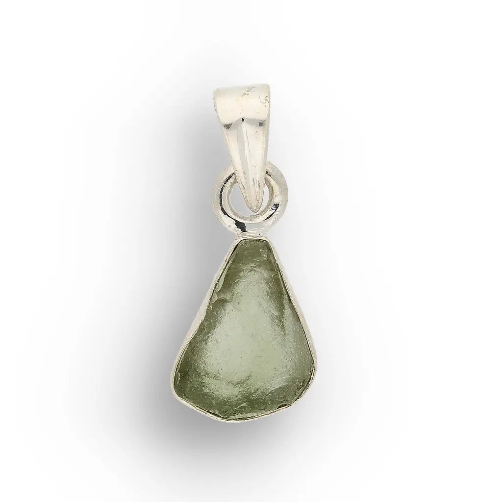 Natural Czech Moldavite Silver Necklace