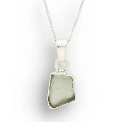 Sterling Silver Raw Czech Moldavite Necklace