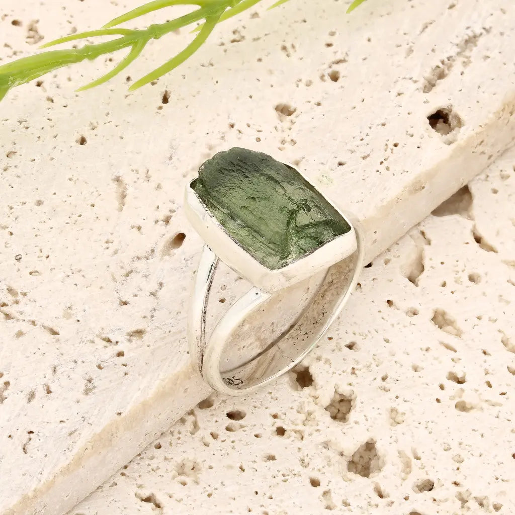 Get your Sterling Silver Natural Moldavite Ring online now or in store at Forever Gems in Franschhoek, South Africa