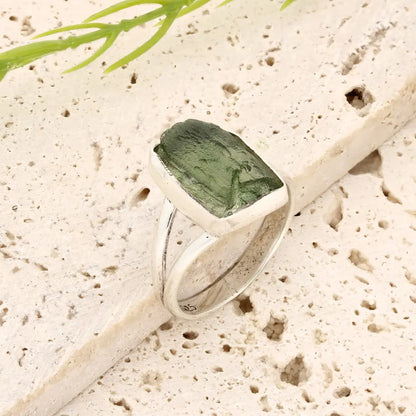 Get your Sterling Silver Natural Moldavite Ring online now or in store at Forever Gems in Franschhoek, South Africa