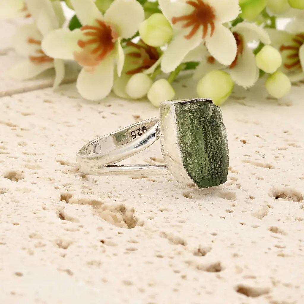 Get your Sterling Silver Natural Moldavite Ring online now or in store at Forever Gems in Franschhoek, South Africa