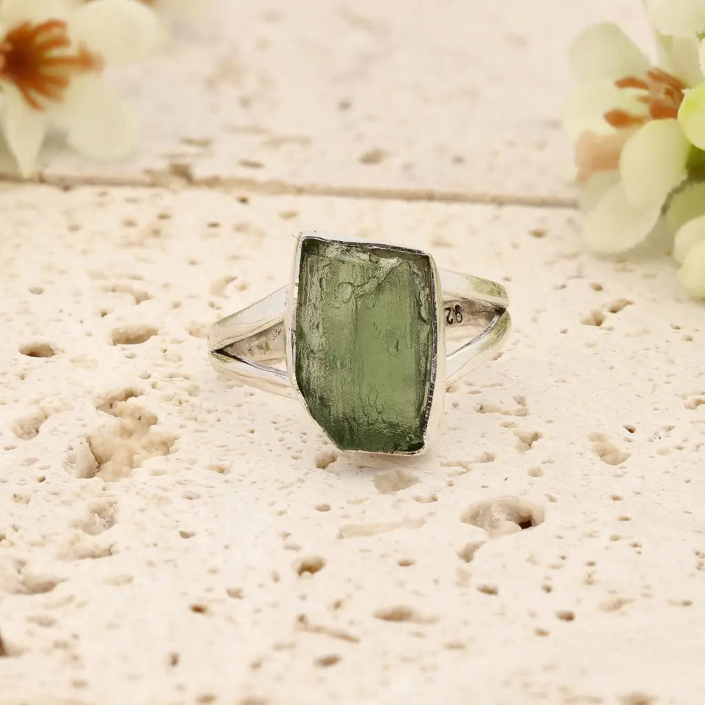 Get your Sterling Silver Natural Moldavite Ring online now or in store at Forever Gems in Franschhoek, South Africa