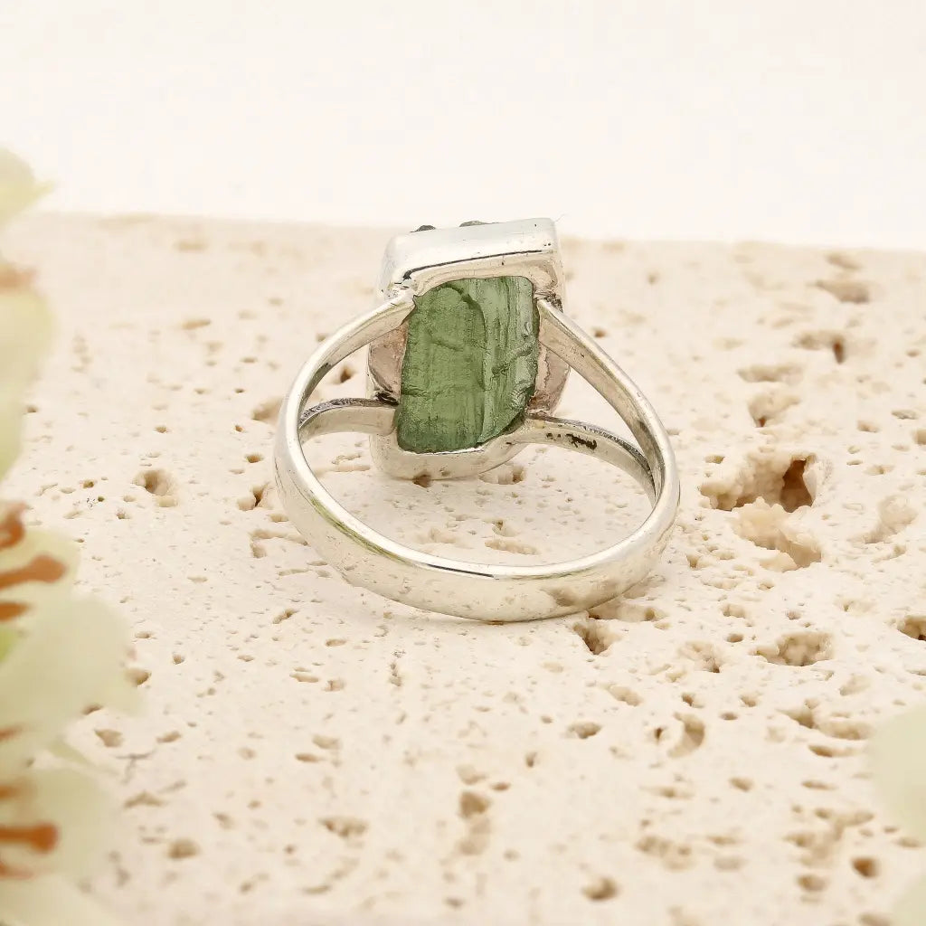 Get your Sterling Silver Natural Moldavite Ring online now or in store at Forever Gems in Franschhoek, South Africa
