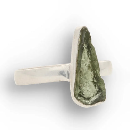 Sterling Silver Natural Moldavite Ring