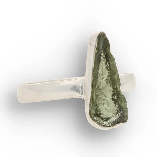 Sterling Silver Natural Moldavite Ring