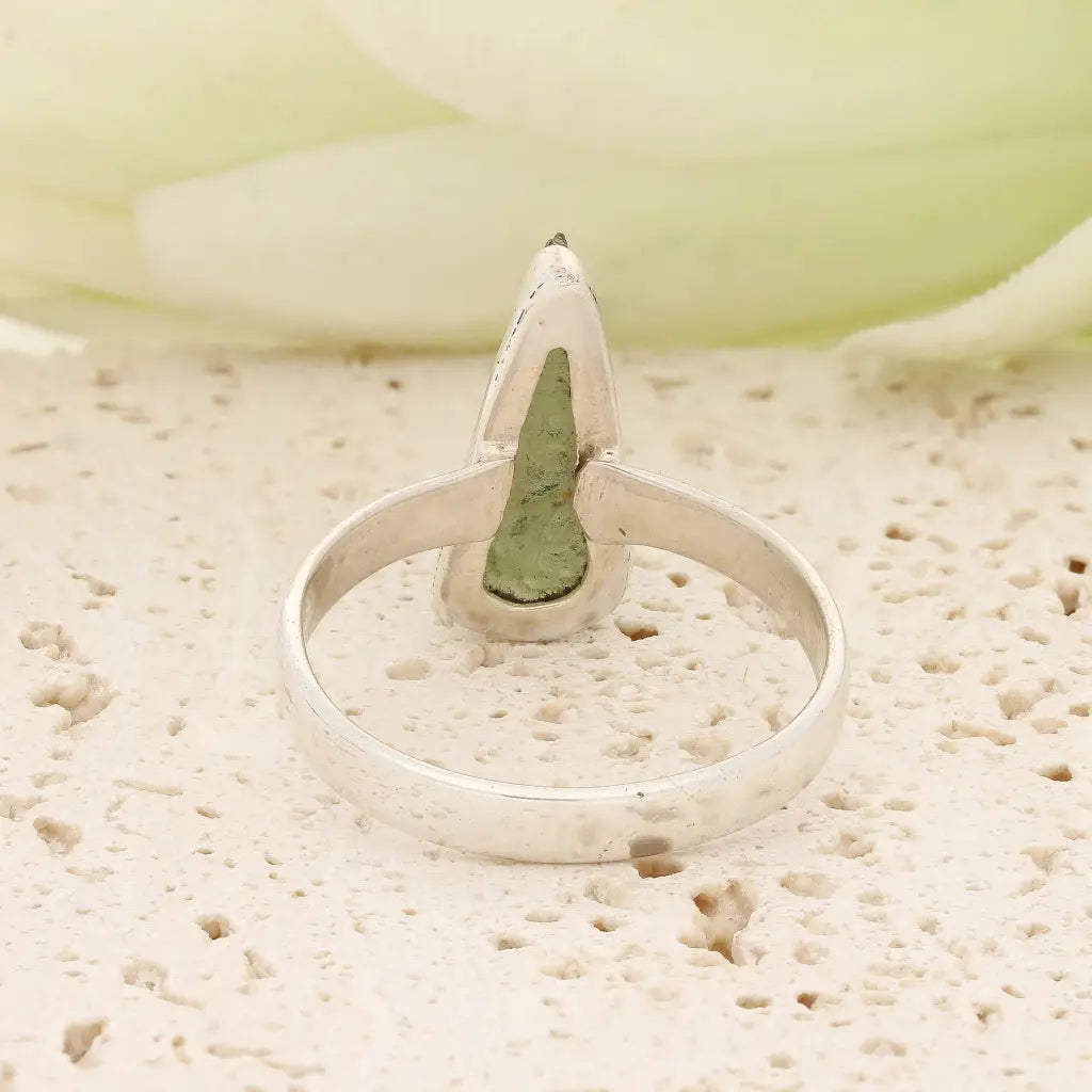 Sterling Silver Natural Moldavite Ring