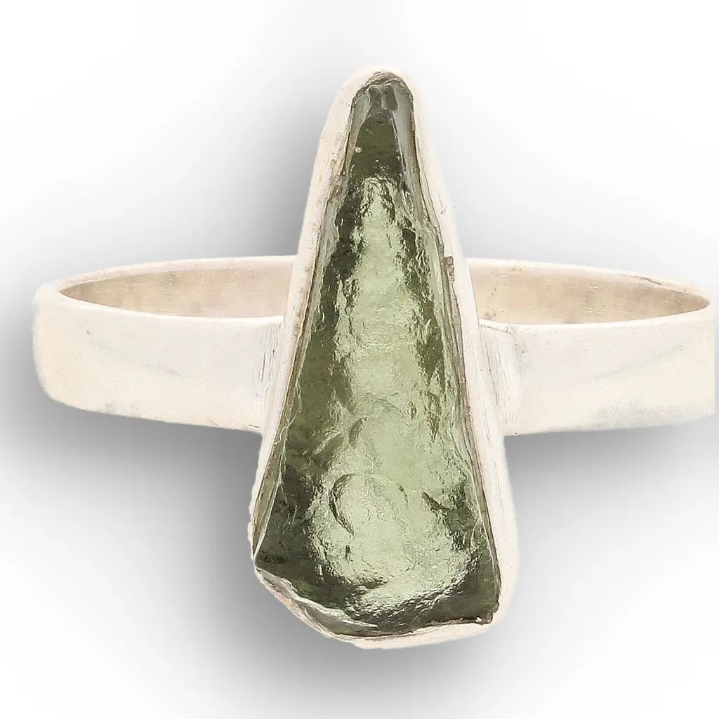 Sterling Silver Natural Moldavite Ring