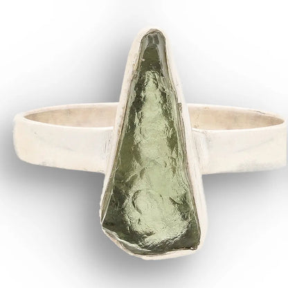Sterling Silver Natural Moldavite Ring
