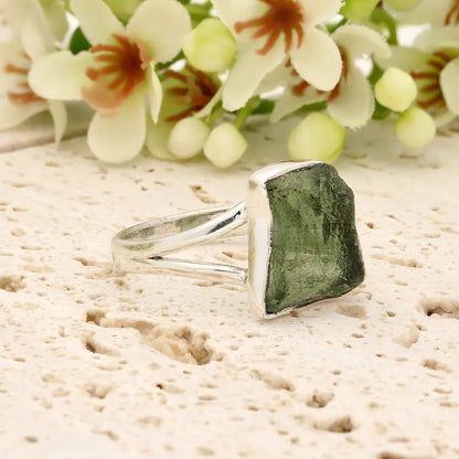 Get your Sterling Silver Raw Moldavite Bezel Ring online now or in store at Forever Gems in Franschhoek, South Africa