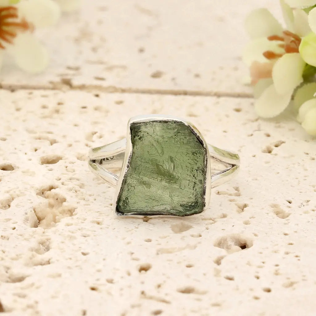Get your Sterling Silver Raw Moldavite Bezel Ring online now or in store at Forever Gems in Franschhoek, South Africa